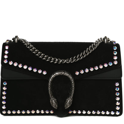 Gucci Suede Crystal Small Dionysus Shoulder Bag Black 9 of 14