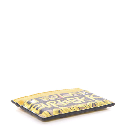 Burberry Calfskin Vintage Check Graffiti Print Card Holder Yellow 4 of 8
