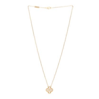 Van Cleef & Arpels 18K Yellow Gold Diamond Vintage Alhambra Pendant Necklace 3 of 6