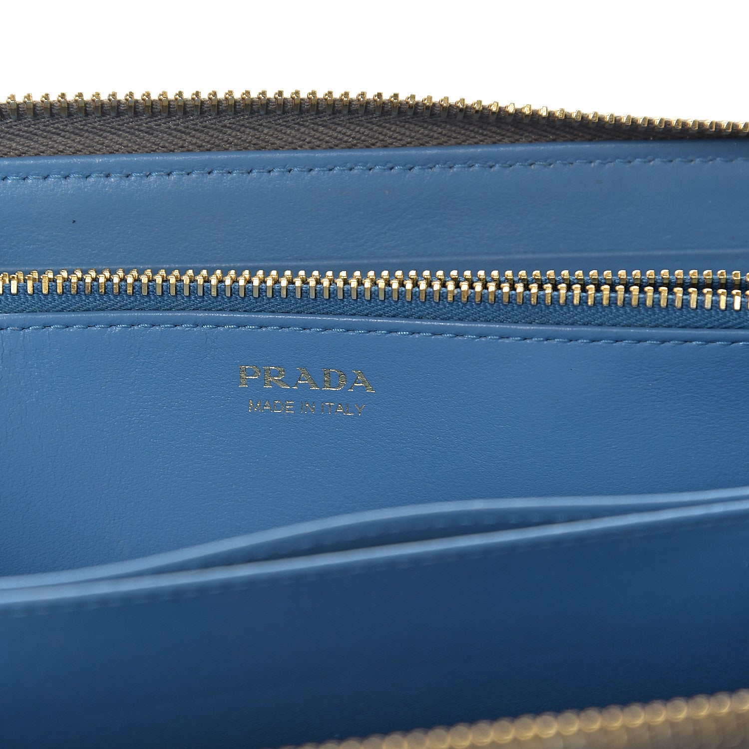 Prada Vitello Daino Zip Around Wallet Marmo Cobalto 5 of 10
