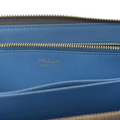 Prada Vitello Daino Zip Around Wallet Marmo Cobalto 5 of 10