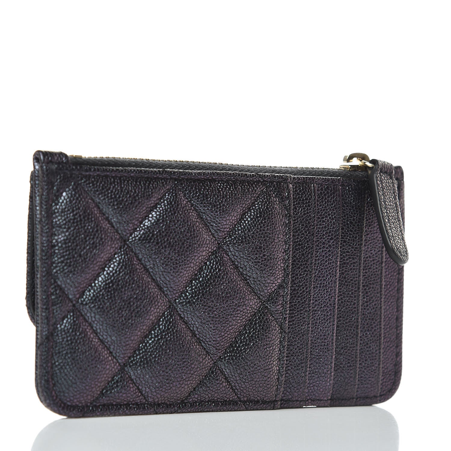 Chanel Iridescent Caviar Quilted Flap Zip Card Holder Black 3 of 8