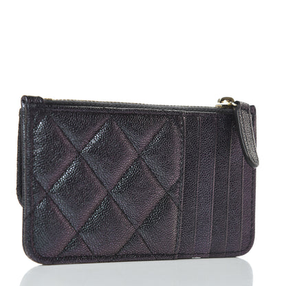 Chanel Iridescent Caviar Quilted Flap Zip Card Holder Black 3 of 8