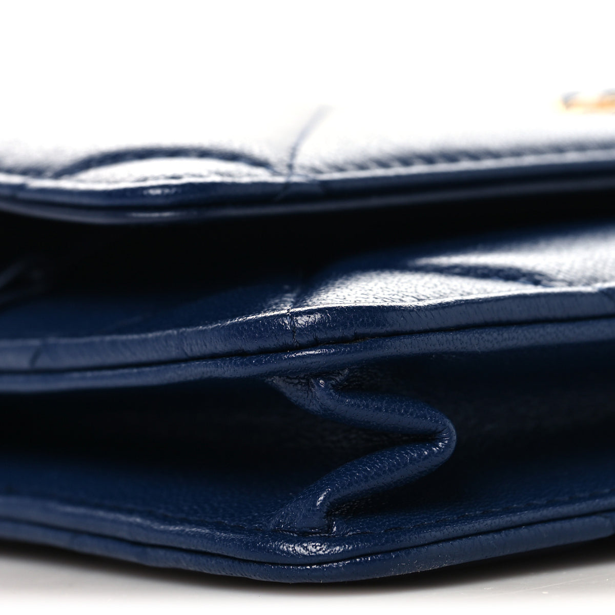 Lambskin Quilted Chanel 19 Wallet On Chain WOC Blue
