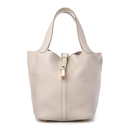 Hermes Taurillon Clemence Picotin Lock 22 MM Beton 1 of 10