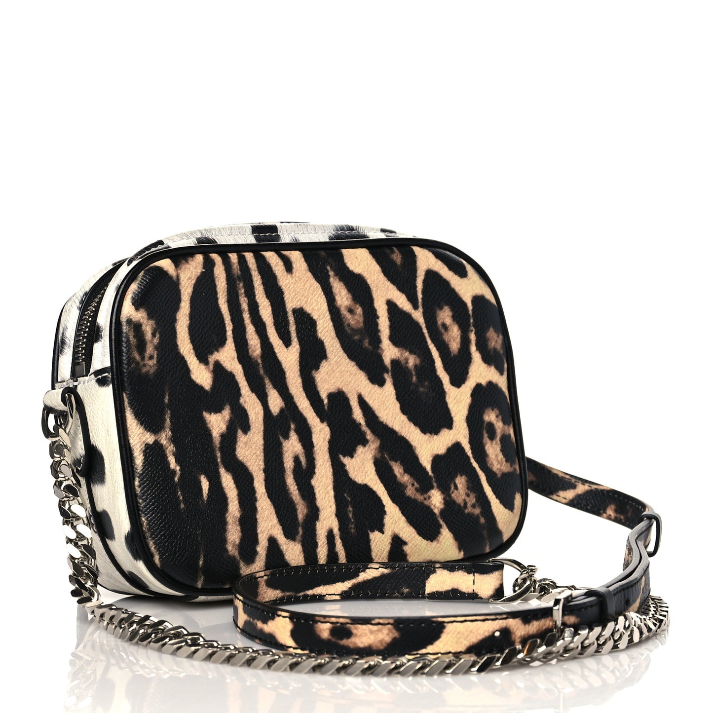 Calfskin Leopard Print Small Camera Bag Honey Black