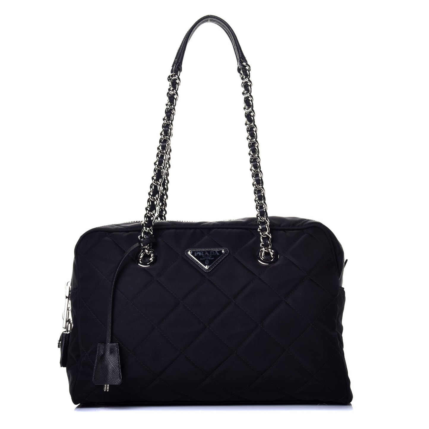 Nylon Tessuto Impuntu Quilted Shoulder Bag Black