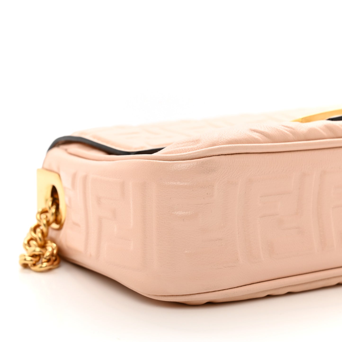 Nappa Small FF Embossed Midi Chain Baguette Light Rose