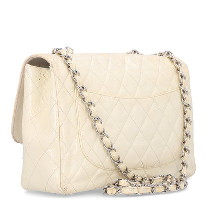 Chanel Distressed Patent Jumbo Single Flap White 3 of 12
