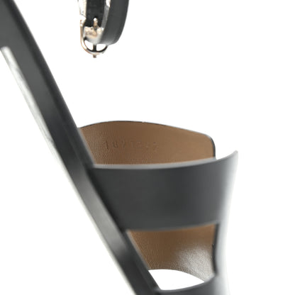 Hermes Calfskin Santorini Sandals 35 Black 8 of 9