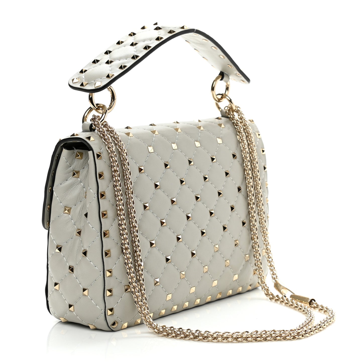 Nappa Medium Rockstud Spike Shoulder Bag Opal Grey