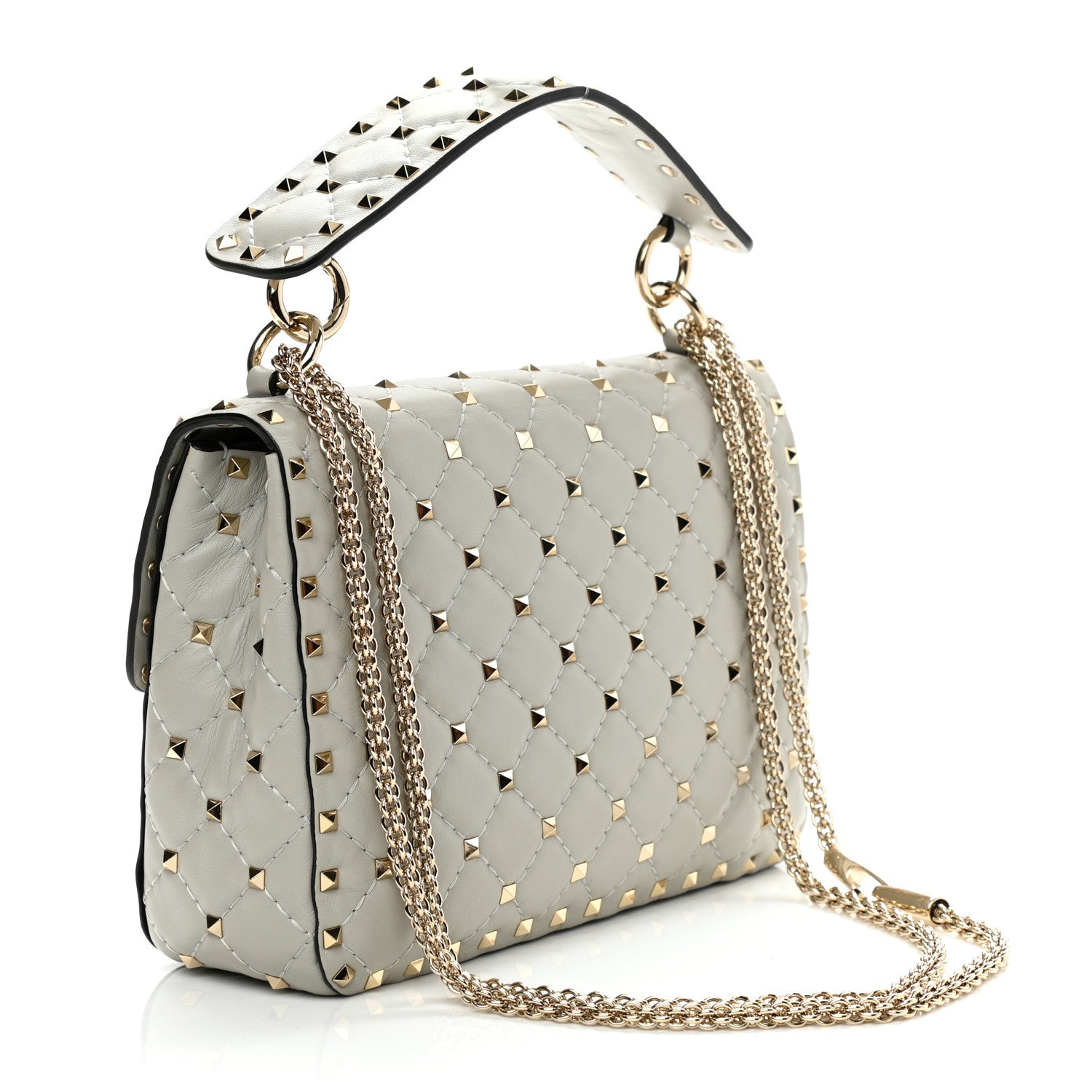 Valentino Garavani Nappa Medium Rockstud Spike Shoulder Bag Opal Grey 3 of 12