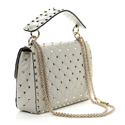 Valentino Garavani Nappa Medium Rockstud Spike Shoulder Bag Opal Grey 3 of 12