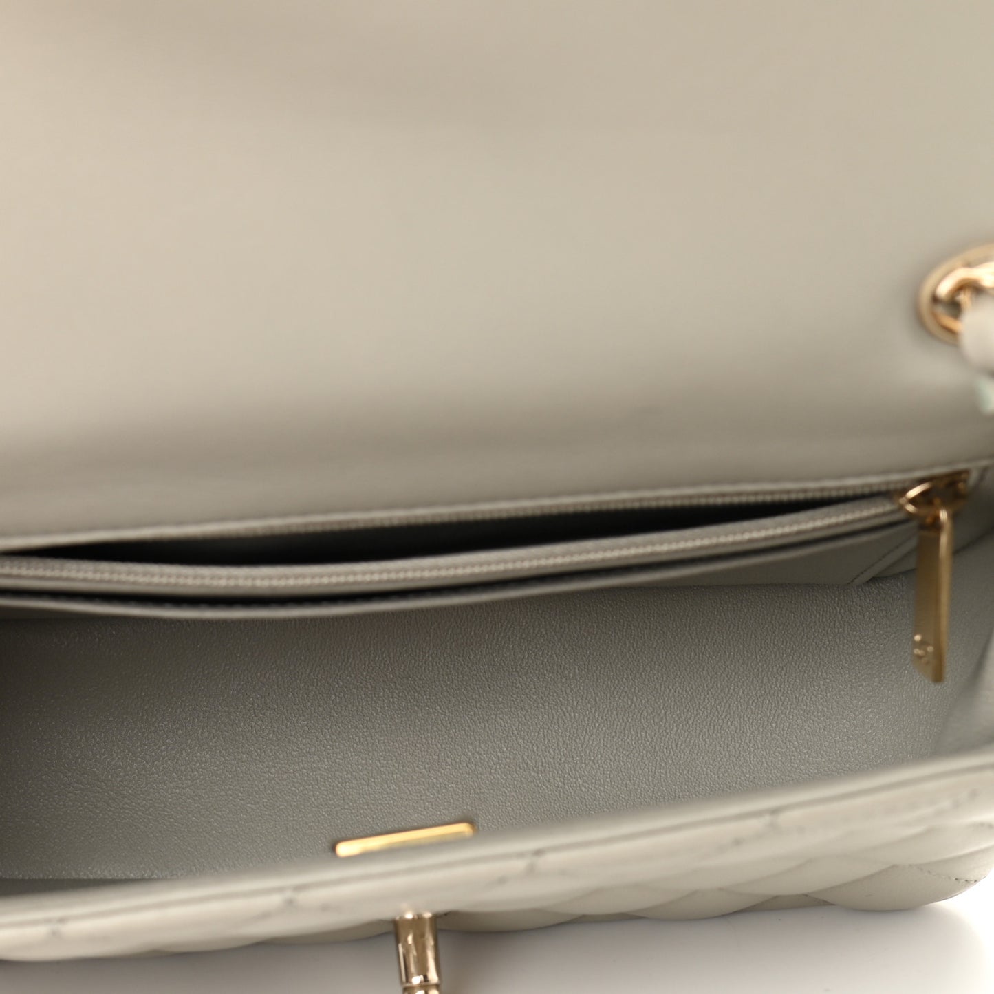 Lambskin Quilted Mini Rectangular Flap Grey