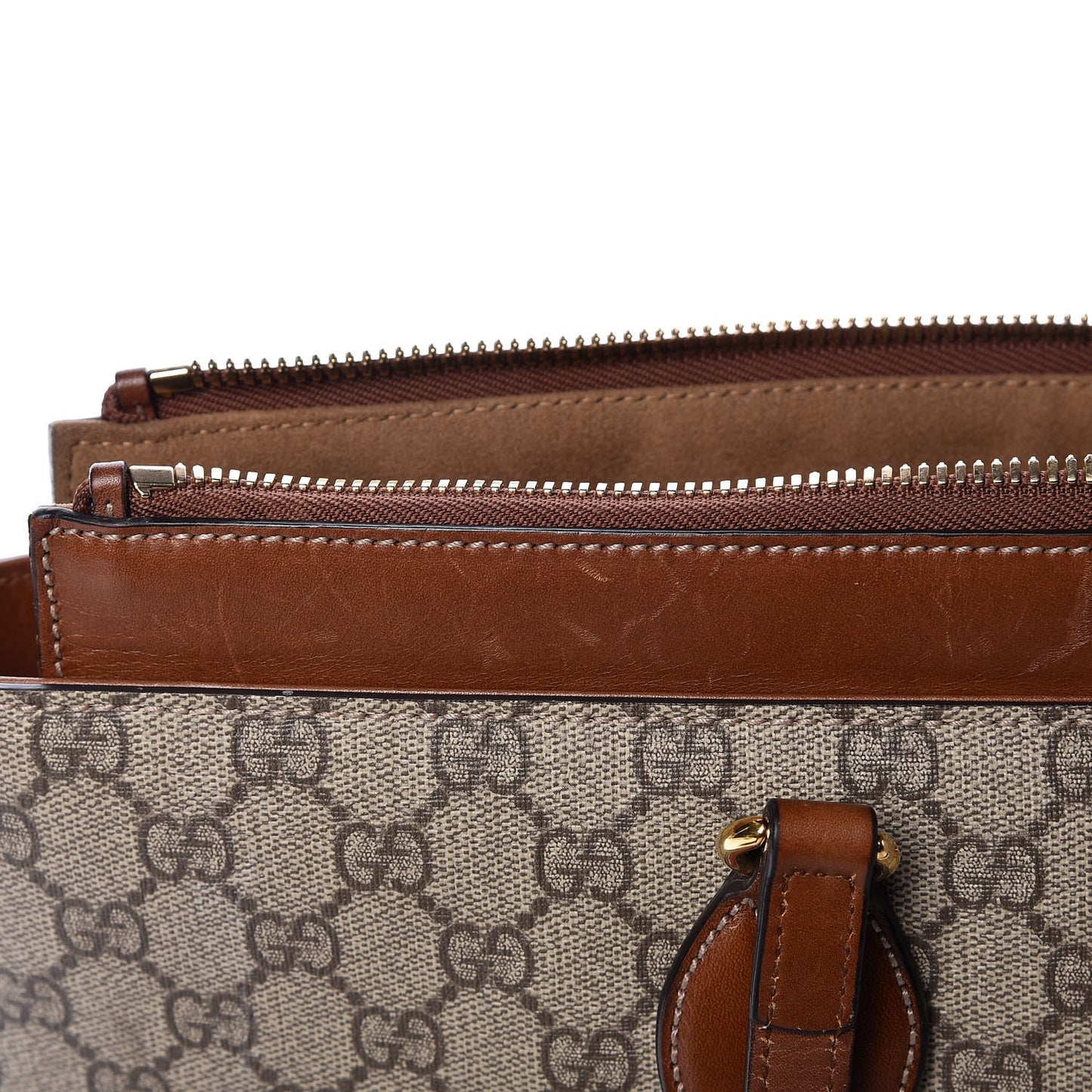 GG Supreme Monogram Medium Zippered Bucket Tote Beige Tuscany