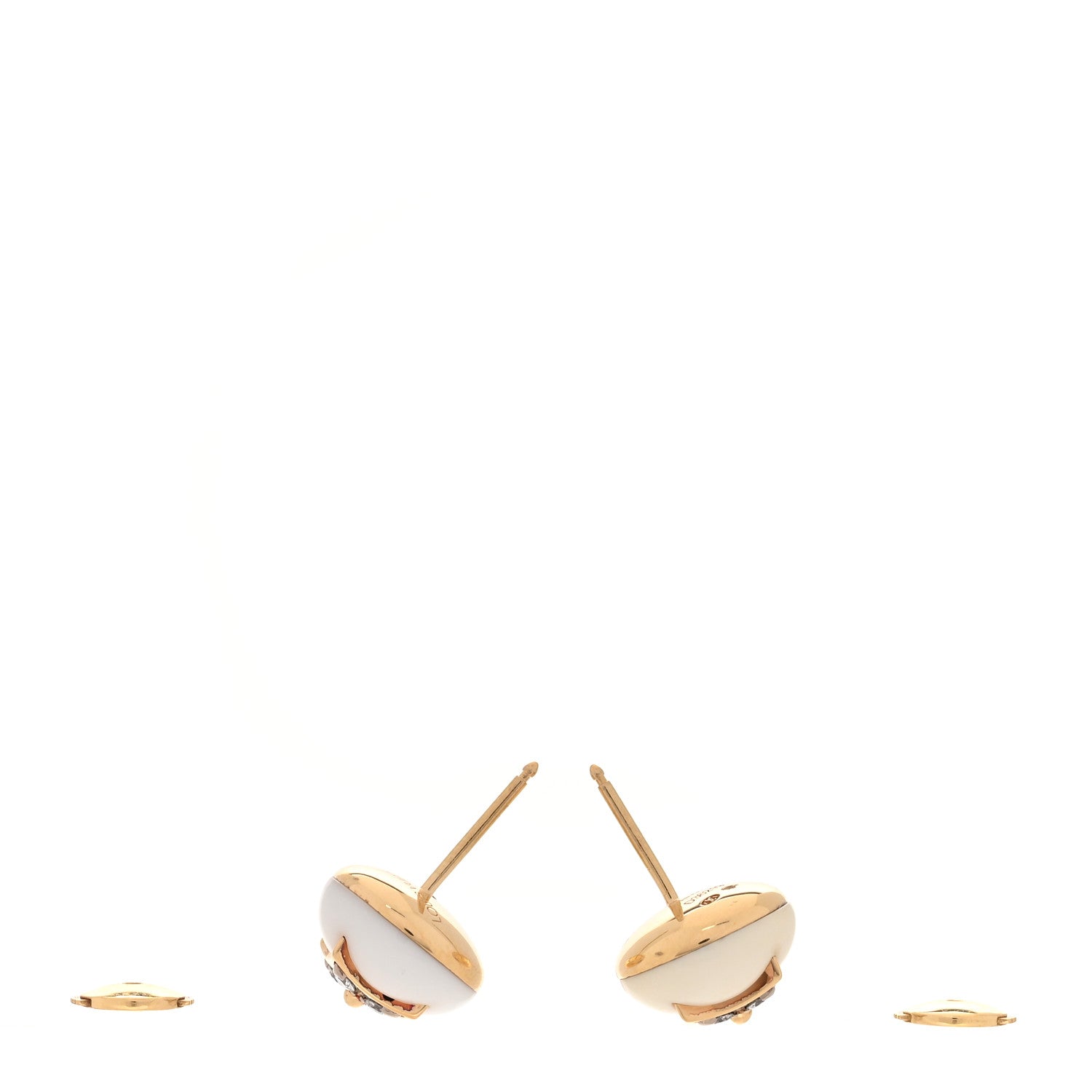 Louis Vuitton 18K Yellow Gold Diamond White Agate Color Blossom BB Star Stud Earrings 3 of 5