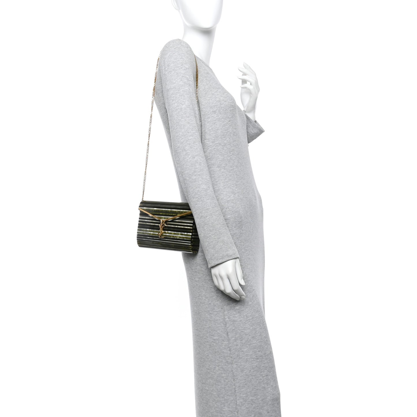 Plexiglass Monogram Vicky Minaudiere Clutch Green Multicolor