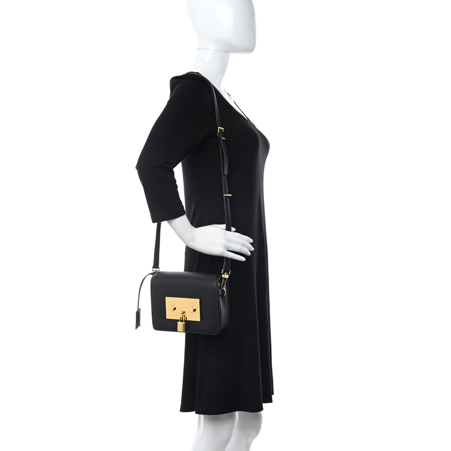 Calfskin Padlock Crossbody Black