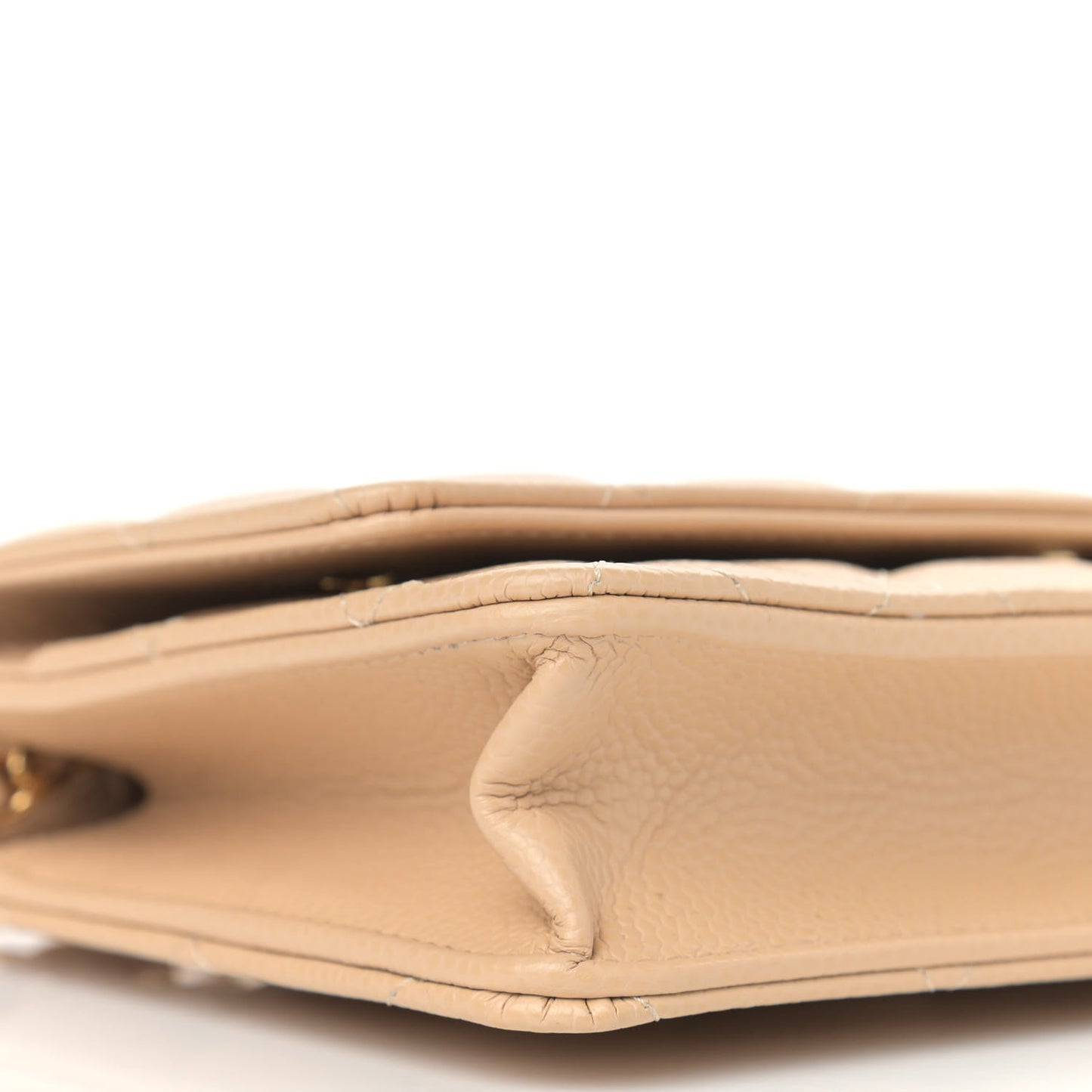 Caviar Quilted Wallet On Chain WOC Beige