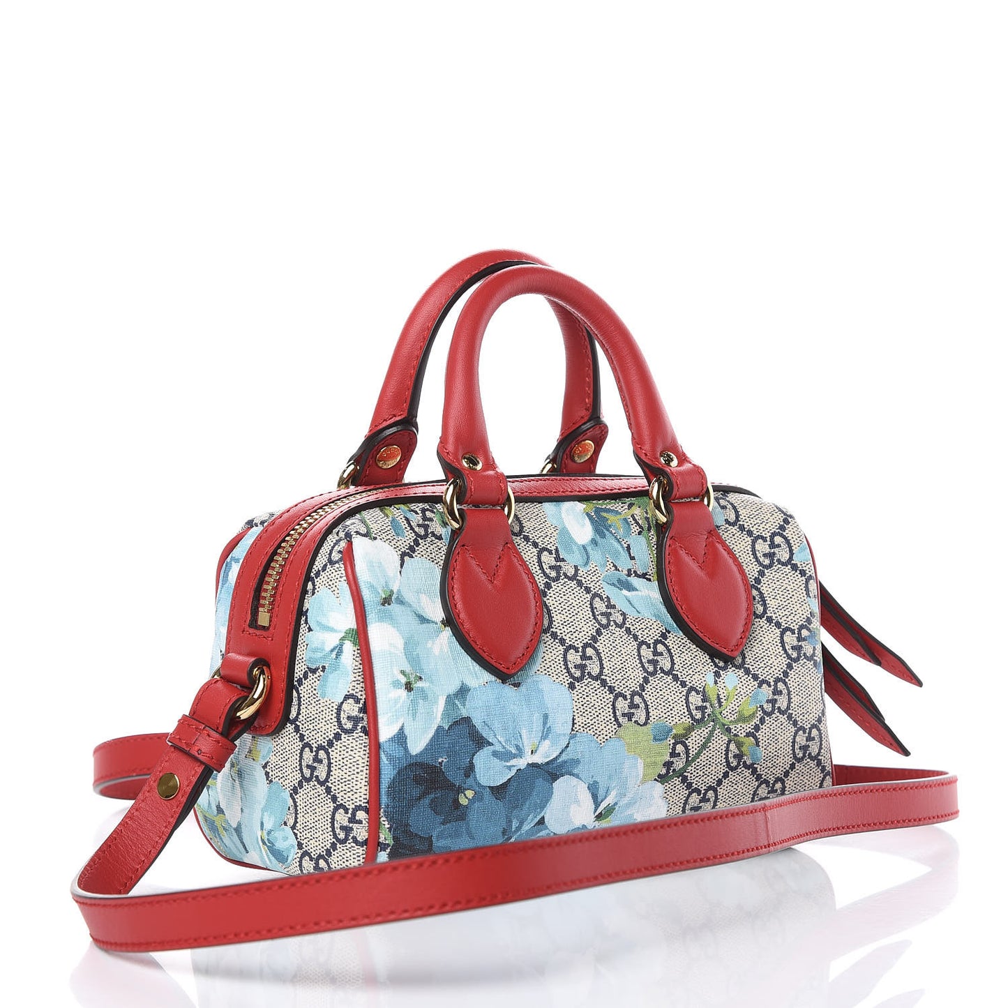 GG Supreme Monogram Blooms Mini Boston Navy Blue Hibiscus