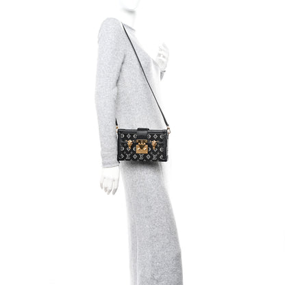 Louis Vuitton Calfskin Beaded Monogram Petite Malle Black 2 of 9