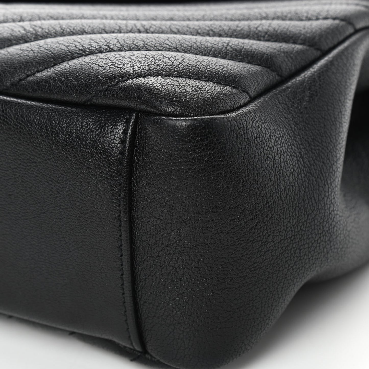 Sheepskin Matelasse Chevron Monogram Large College Satchel Black