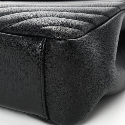Saint Laurent Sheepskin Matelasse Chevron Monogram Large College Satchel Black 10 of 12