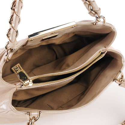 Fendi Metallic Calfskin Mia Shoulder Bag Beige 5 of 8