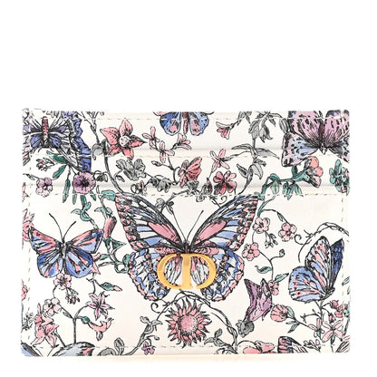 Christian Dior Calfskin Butterfly Printed Caro Five-Slot Card Holder White Multicolor 1 of 7