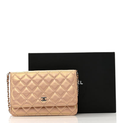 Chanel Iridescent Calfskin Quilted Wallet on Chain WOC Pink 15 of 15