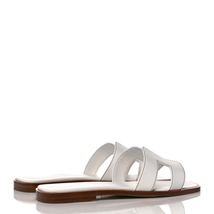 Hermes Box Calfskin Oran Sandals 35.5 White 4 of 9