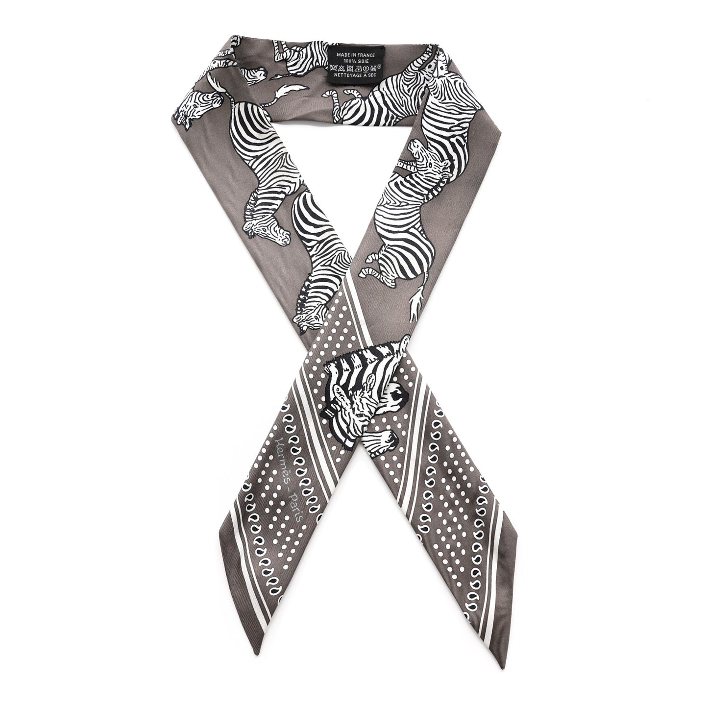 Silk Les Zebres Twilly Gris Taupe Black White