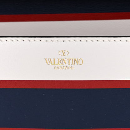Valentino Garavani Calfskin Striped Vlogo Loco Shoulder Bag White Rouge Pur Worker 6 of 10