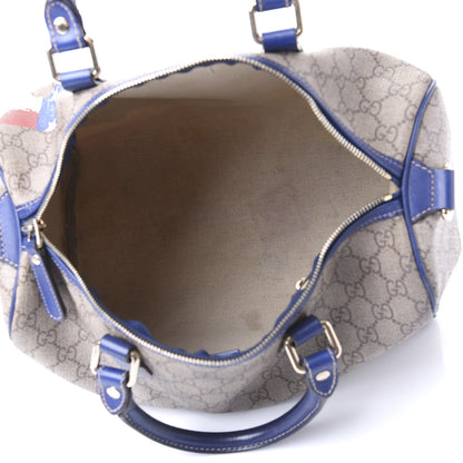 Gucci GG Plus Monogram Medium Boston USA Flag Unicef Duffle Blue 4 of 9