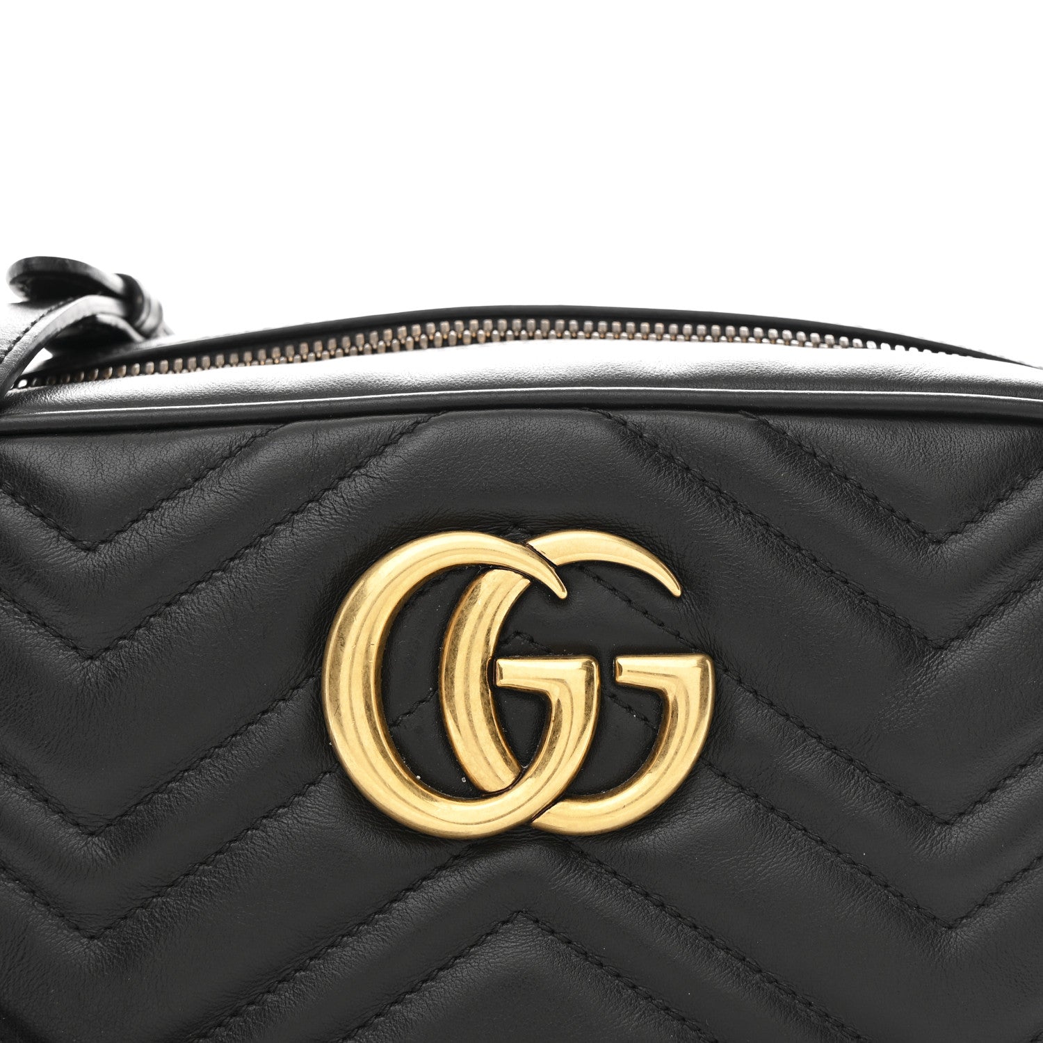 Gucci Calfskin Matelasse Small GG Marmont Chain Shoulder Bag Black 8 of 10