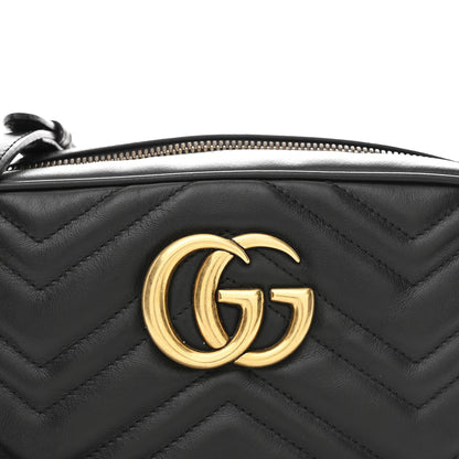 Gucci Calfskin Matelasse Small GG Marmont Chain Shoulder Bag Black 8 of 10