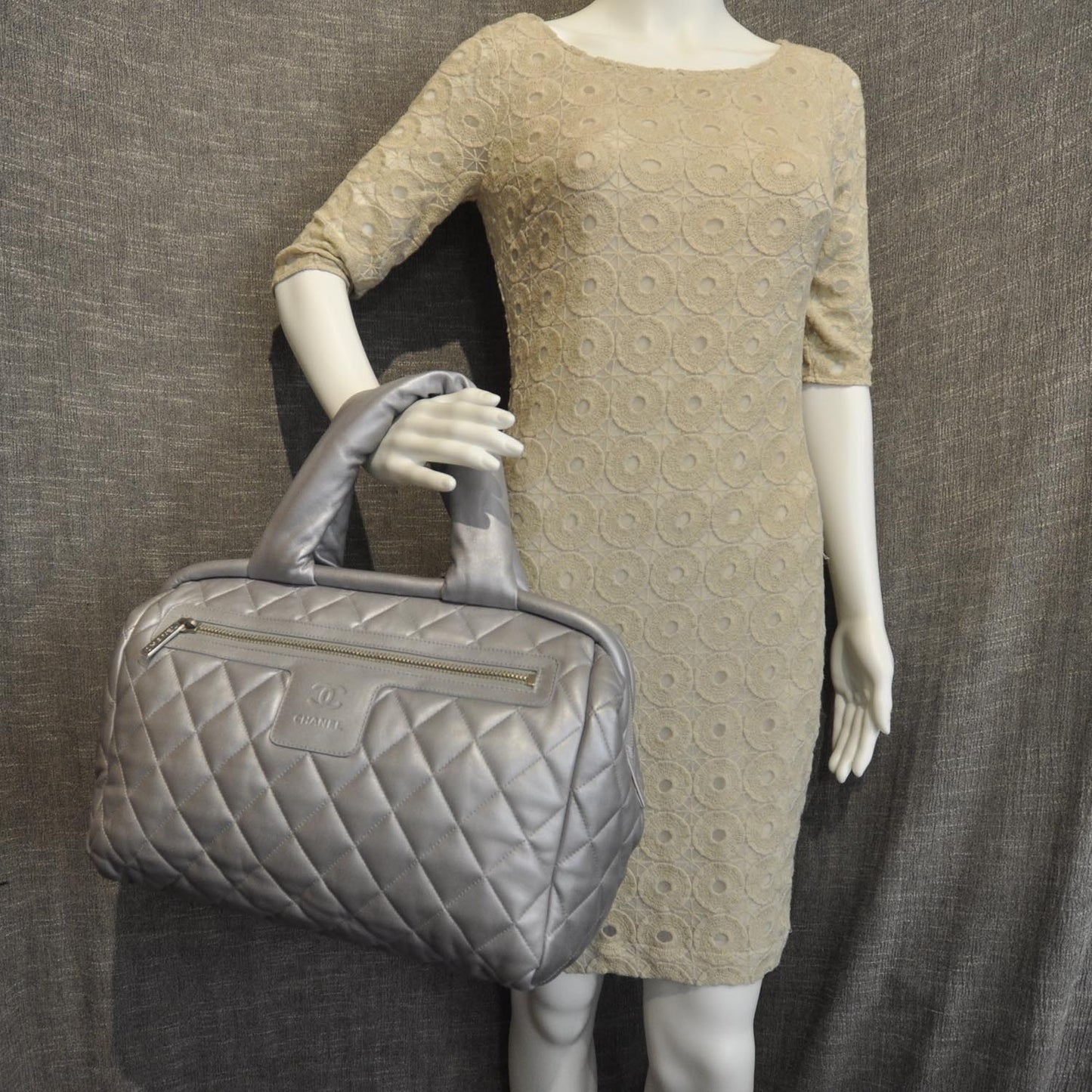 Lambskin COCO Cocoon Bowler Silver