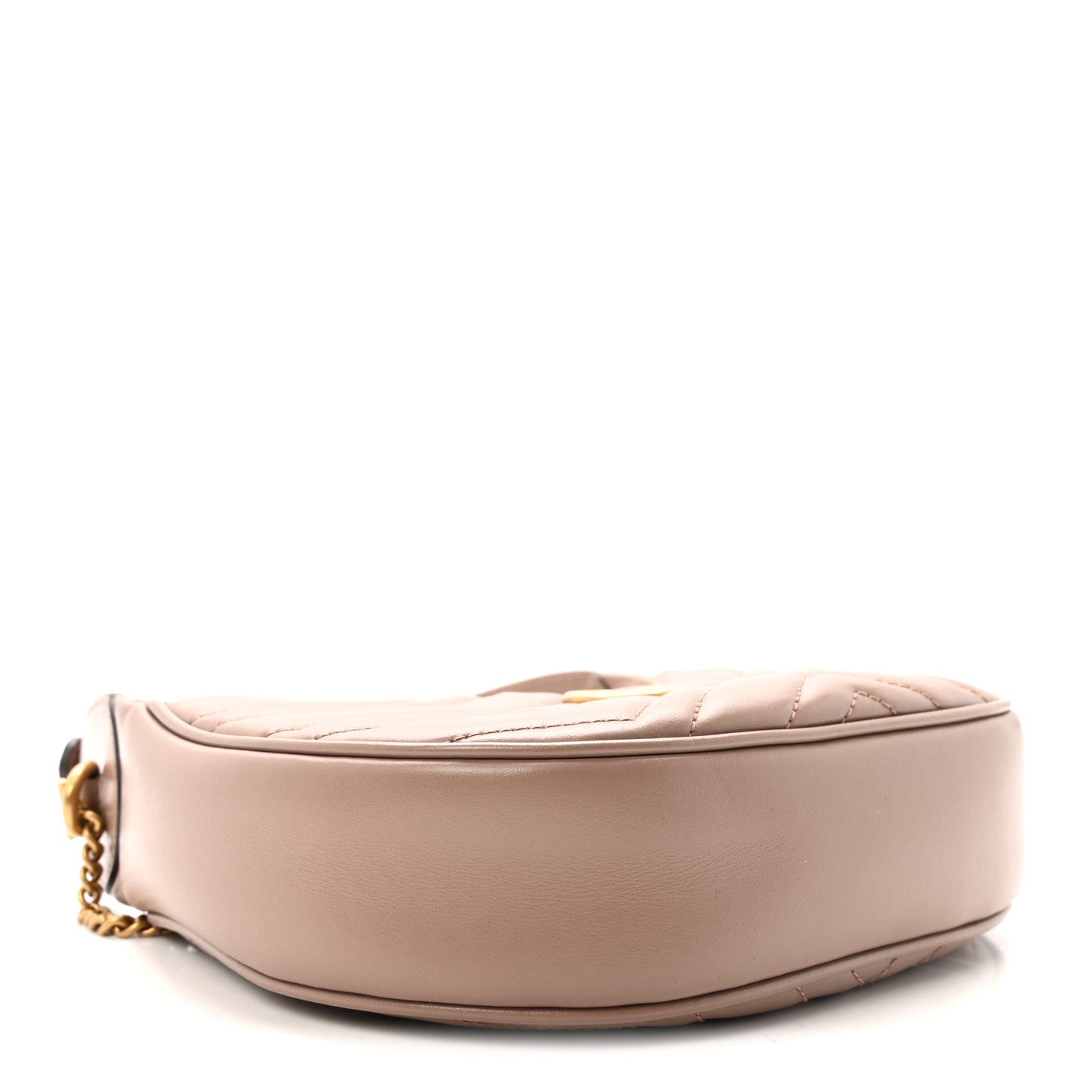 Calfskin Matelasse Chevron Mini GG Marmont Half Moon Hobo Porcelain Rose