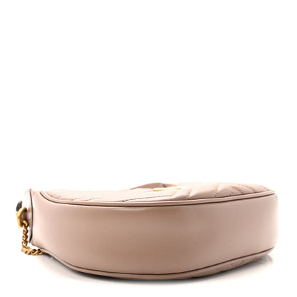 Gucci Calfskin Matelasse Chevron Mini GG Marmont Half Moon Hobo Porcelain Rose 4 of 11