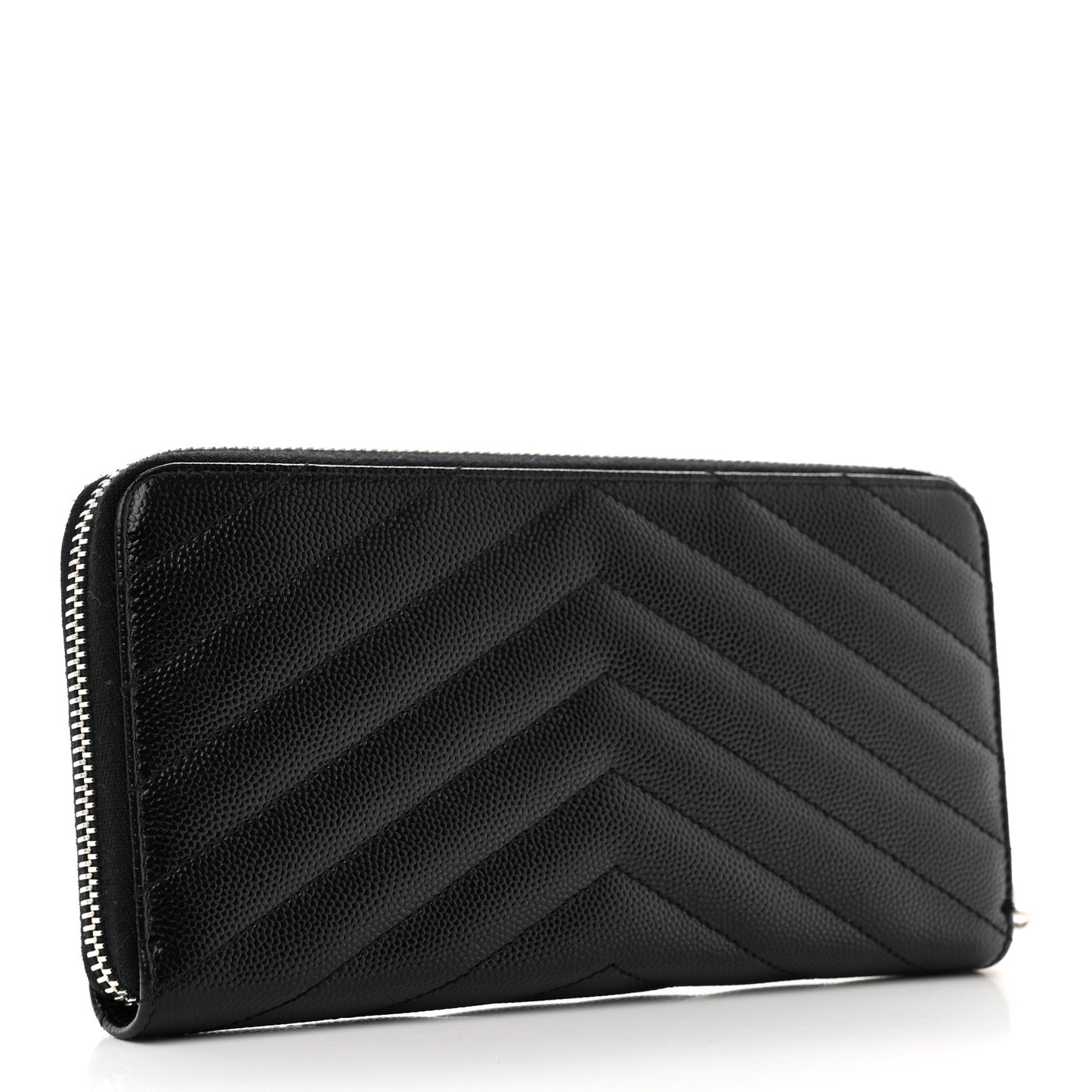 Grain De Poudre Matelasse Chevron Monogram Zip Around Wallet Black