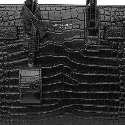 Saint Laurent Calfskin Crocodile Embossed Nano Sac De Jour Black 8 of 11