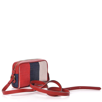 Gucci Canvas Sylvie Stripe Mini Ophidia Camera Bag Mystic White Hibiscus Red Maritime 3 of 10