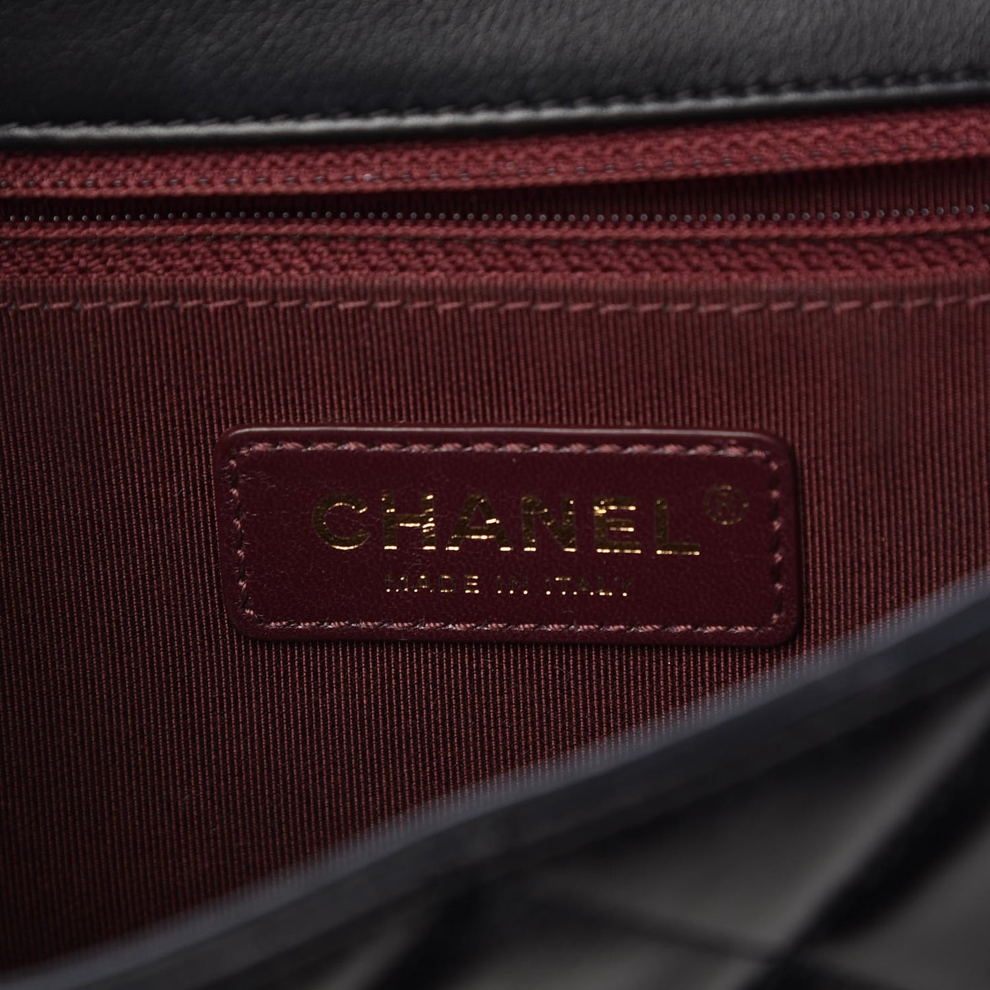 Calfskin Quilted Gold Bar Flap Black