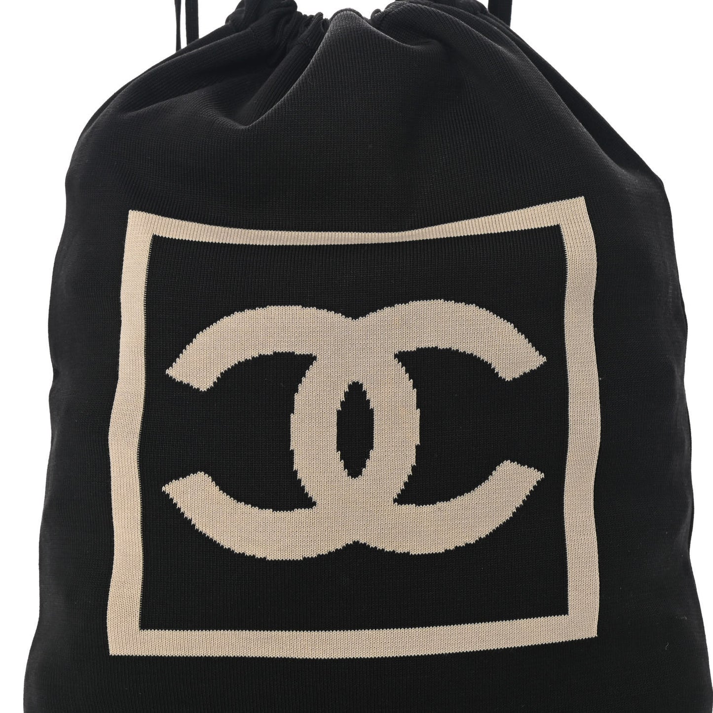 Cotton CC Drawstring Sport Line Backpack Black