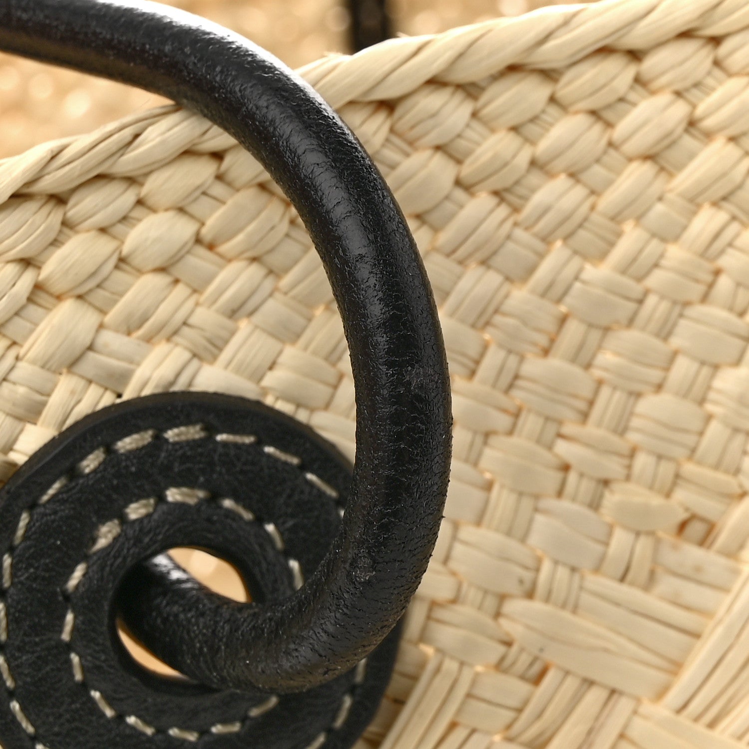 Loewe Calfskin Raffia Paulas Ibiza Small Anagram Basket Tote Bag Natural Black 13 of 14