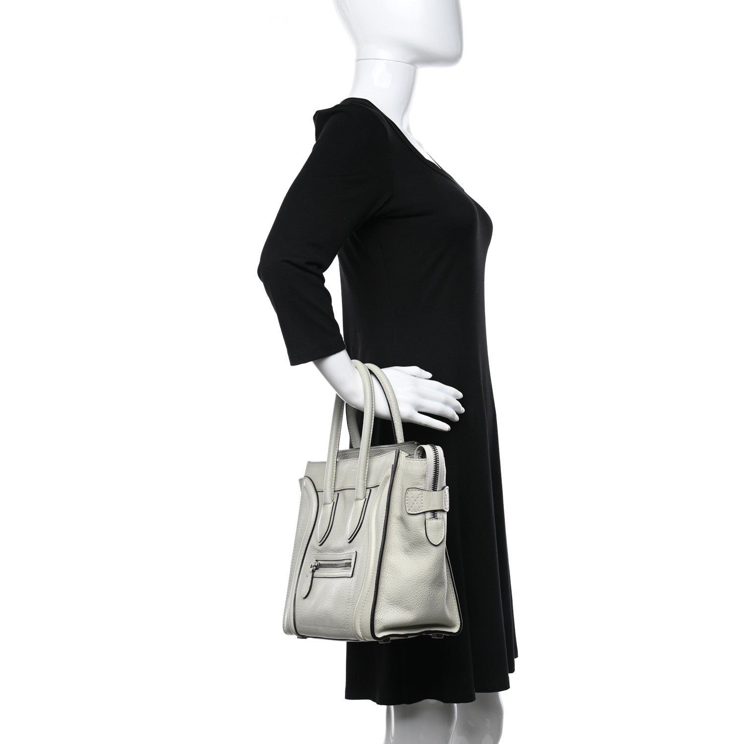 Celine Drummed Calfskin Micro Luggage Lune 2 of 9