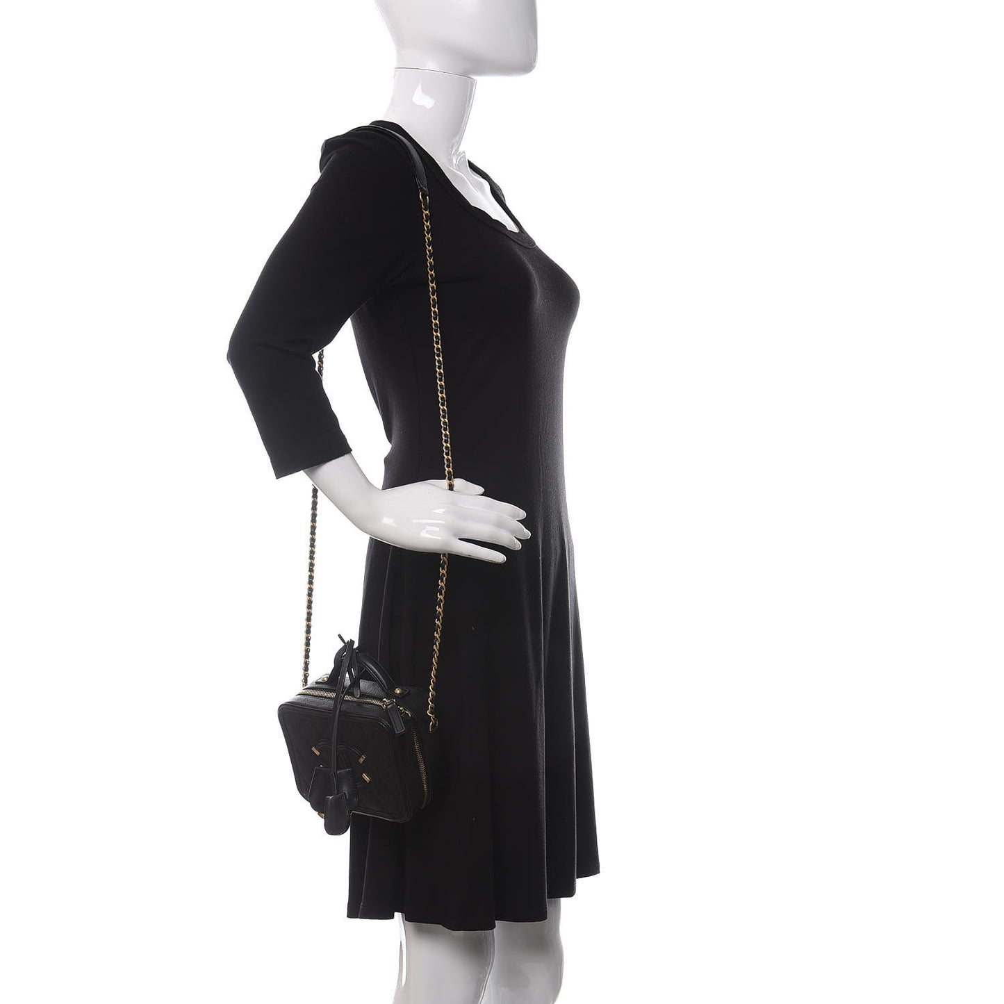 Caviar Quilted Small CC Filigree Vanity Case Black