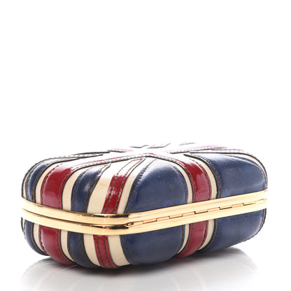 Alexander McQueen Patent Calfskin Britannia Skull Box Clutch Red Blue 4 of 8
