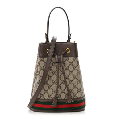 Gucci GG Supreme Monogram Web Small Ophidia Bucket Bag Brown 1 of 16