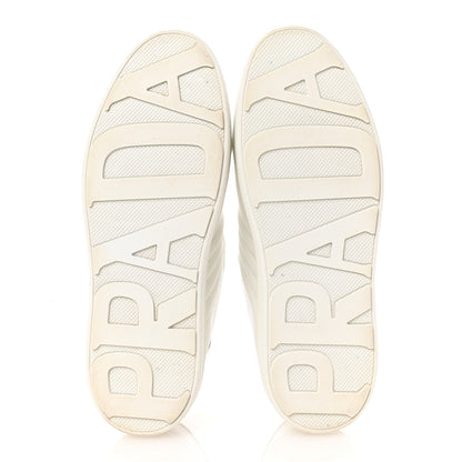 Prada Vitello Soft Womens Low Top Sneakers 37 White Black 7 of 9
